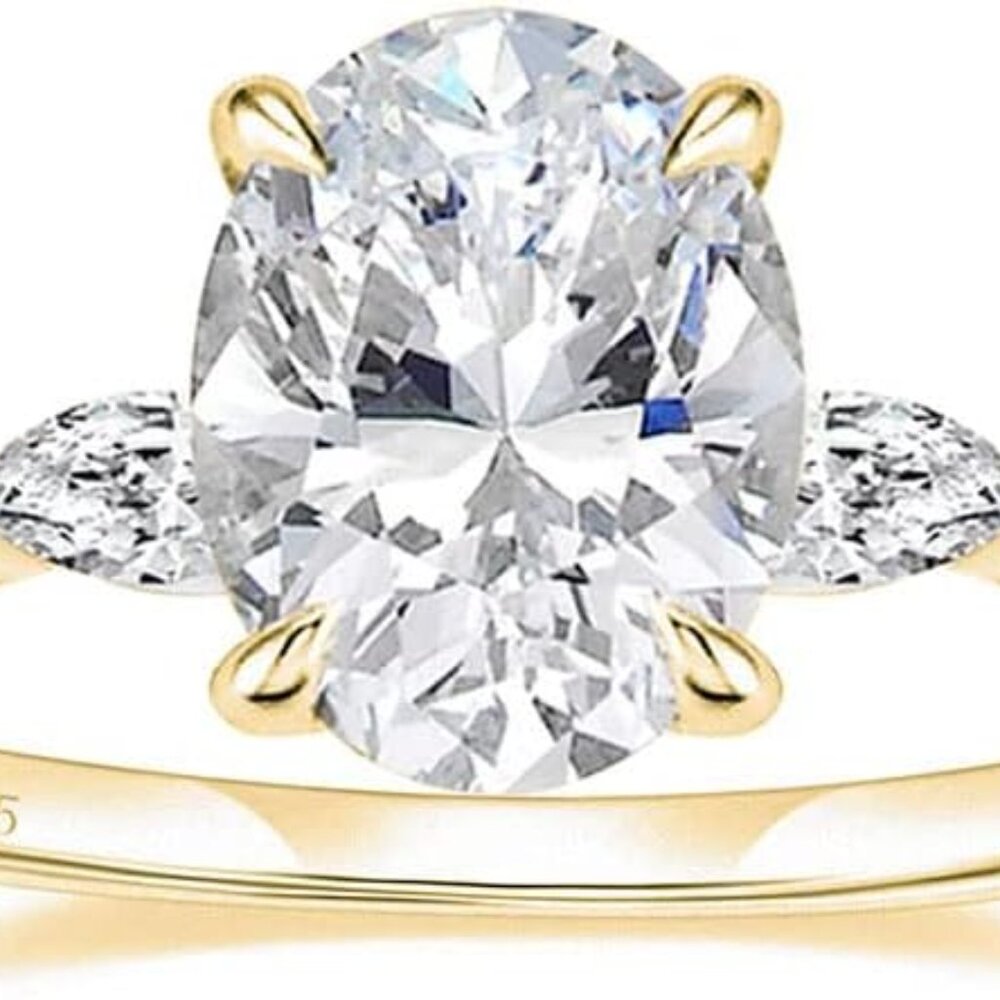 3 Carats 925 Sterling Silver Ring Oval Cut Cubic Zirconia Engagement Solitaire H - Picture 1 of 6
